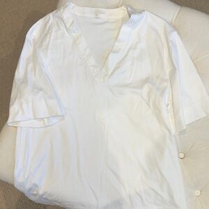 COS White Minimalist V-Neck Tee